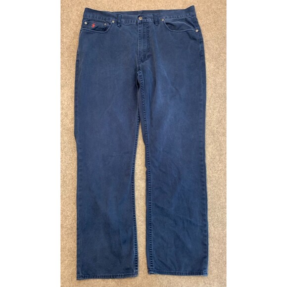 Polo Ralph Lauren Pants Mens 38x32 Flat Front Straight Leg Pre-Washed Blue Chino - Picture 1 of 8